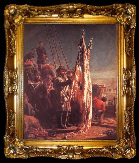 framed  Thomas Waterman Wood The Return of the Flags 1865, ta009-2